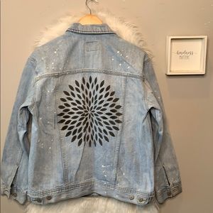 Old Navy • Distressed Flower Medallion jean jacket
